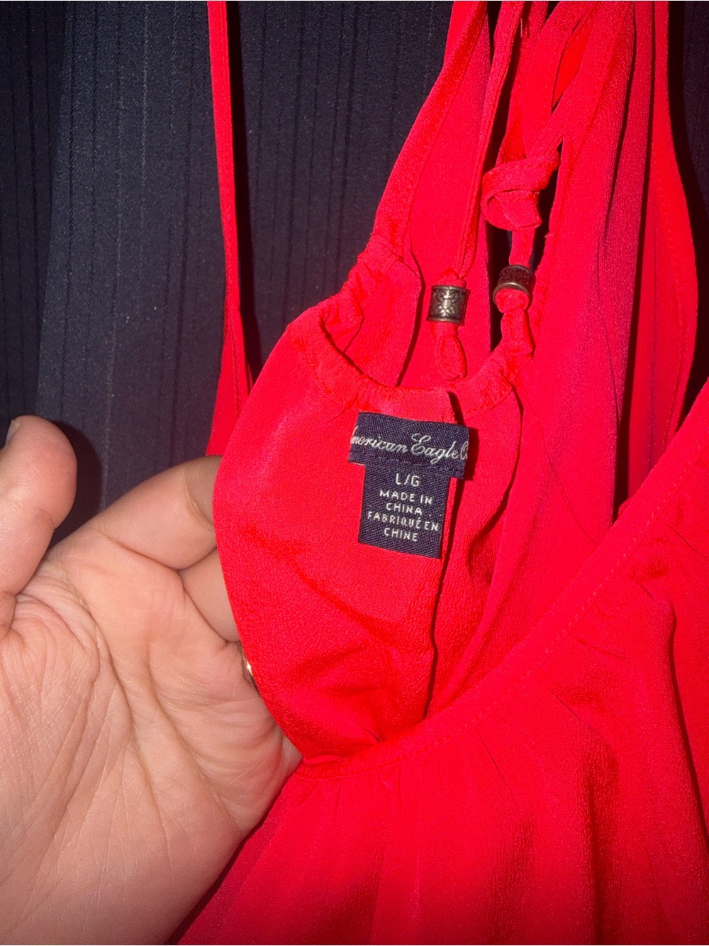 American Eagle Red Ruffle Romper Size Large - Picture 4 of 4